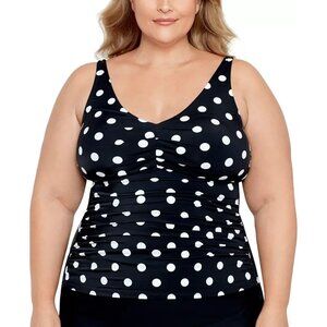 Swim Solutions Plus Size Tummy Control Tankini Top 22W Polka Dot $84